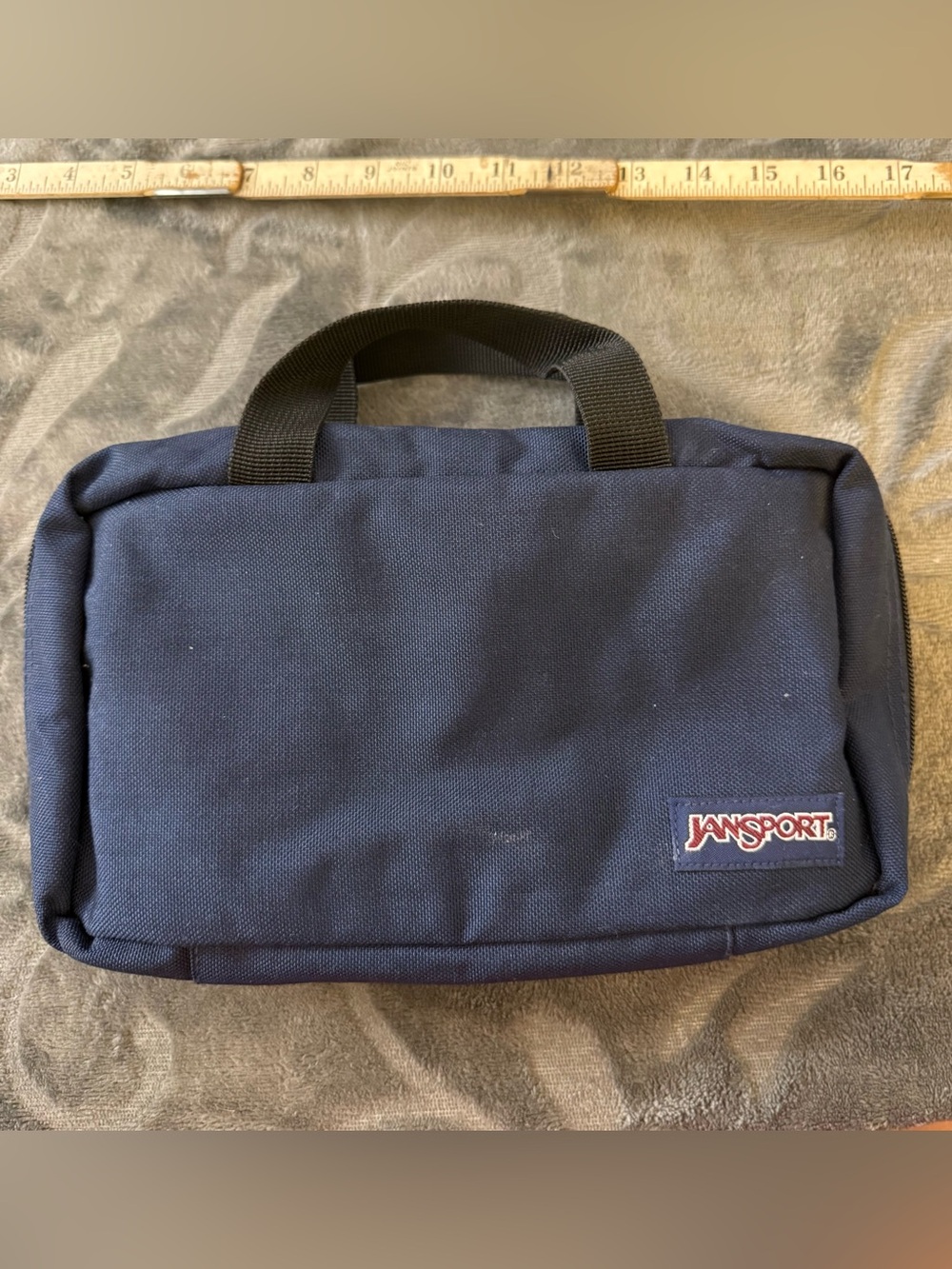 Jansport Navy Canvas Toiletry / Dopp Carry Handle Bag # OSP